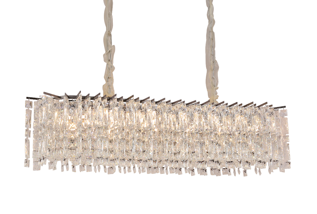 Modern Luxury Round / rectangle Ice Crystal Chandelier in Chrome Finish for Living / dining Room / bedroom