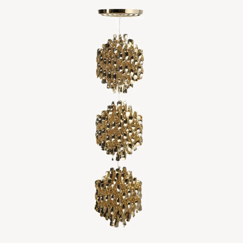 Modern Spiral Wave Chandelier in Silver and Gold Finish with Acrylic Design