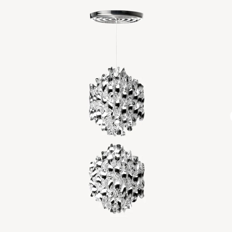 Modern Spiral Wave Chandelier in Silver and Gold Finish with Acrylic Design