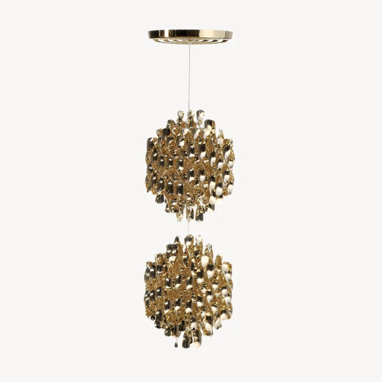 Modern Spiral Wave Chandelier in Silver and Gold Finish with Acrylic Design