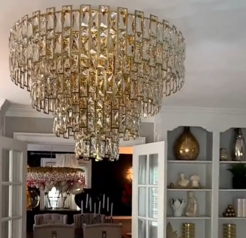 Multi-Tiered Crystal Flake Chandelier for Bedroom / living Room / dining Room