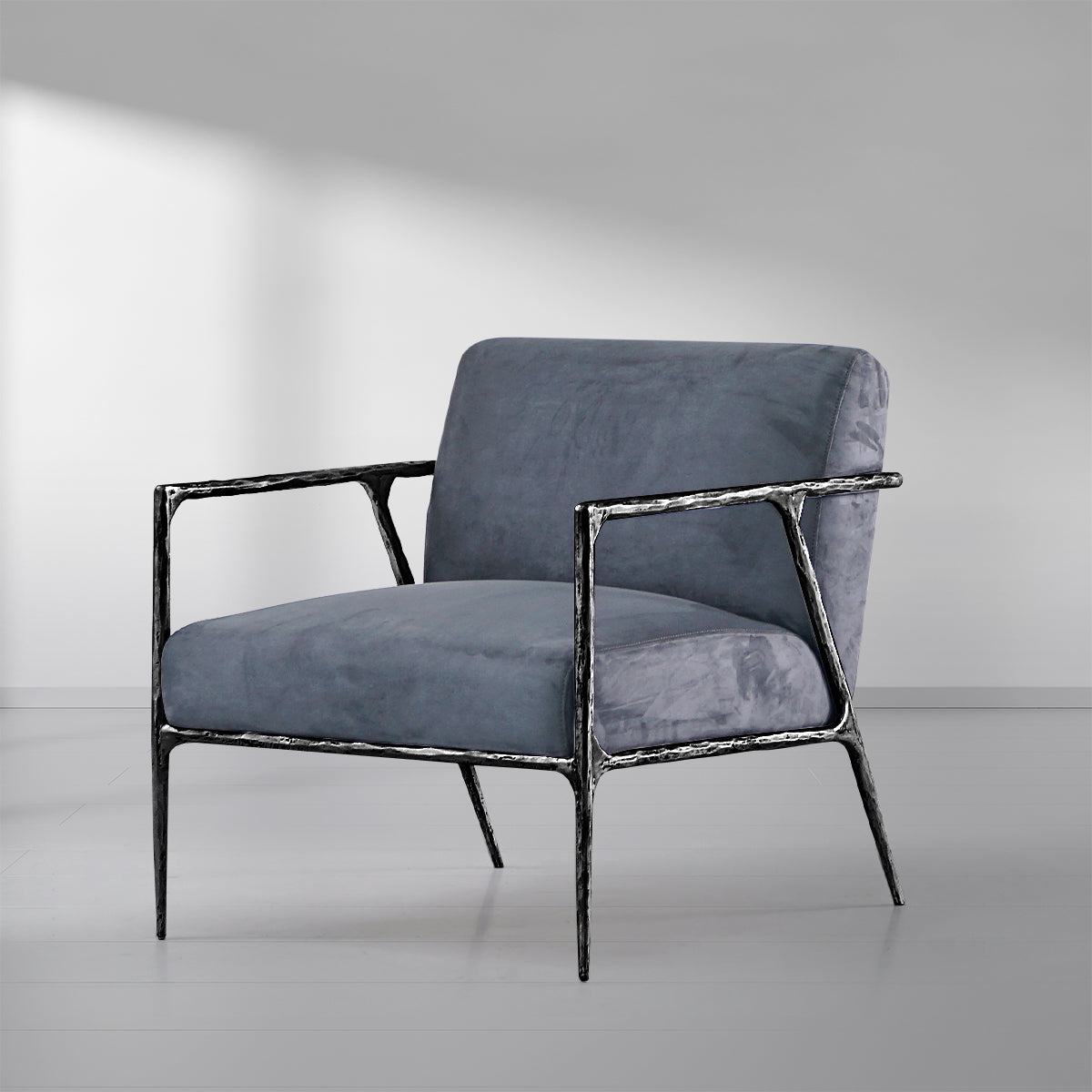 Vintage Forged Retro Silver Iron Frame Track Armchair