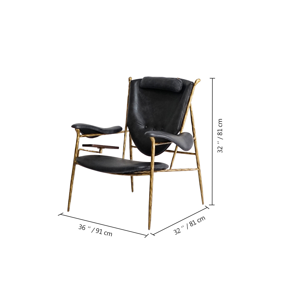 Vintage Forged Enamel Wooden Plate Leather Armchair
