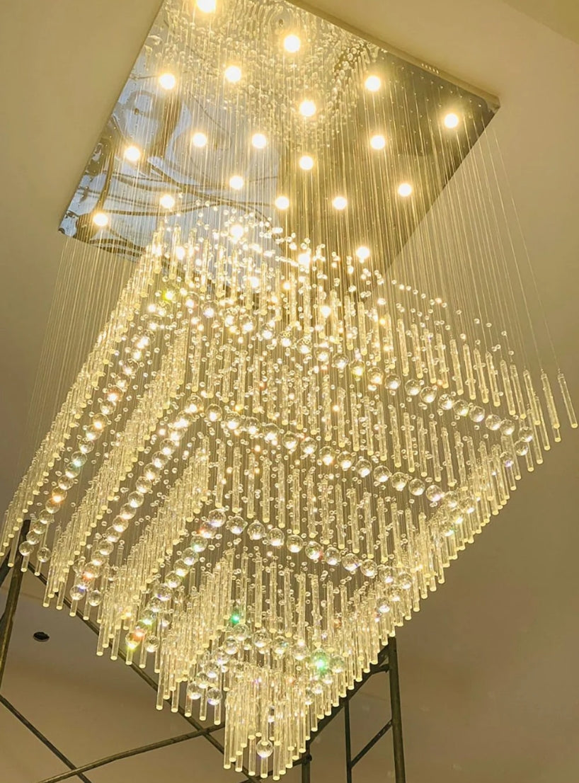 Modern Floating Raindrop Multi-Tiered Square Flush Mount