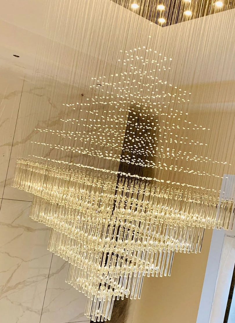 Modern Floating Raindrop Multi-Tiered Square Flush Mount