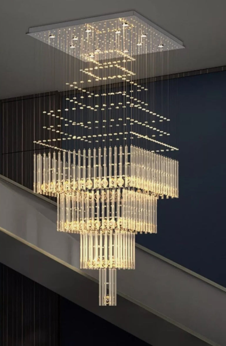Modern Floating Raindrop Multi-Tiered Square Flush Mount