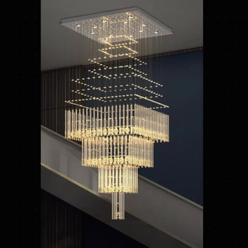 Modern Floating Raindrop Multi-Tiered Square Flush Mount