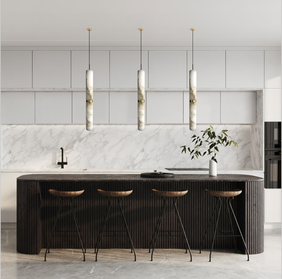 Modern Alabaster Pendant Light for Kitchen Island / bedside