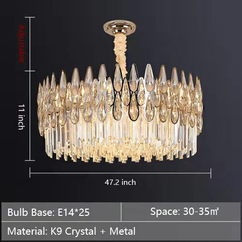 Modern Round / rectangular Raindrop Crystal Chandelier for Low-Ceiling