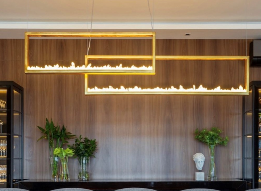 Modern Rectangular Natural Crystal Chandelier for Dining Room / kitchen Island