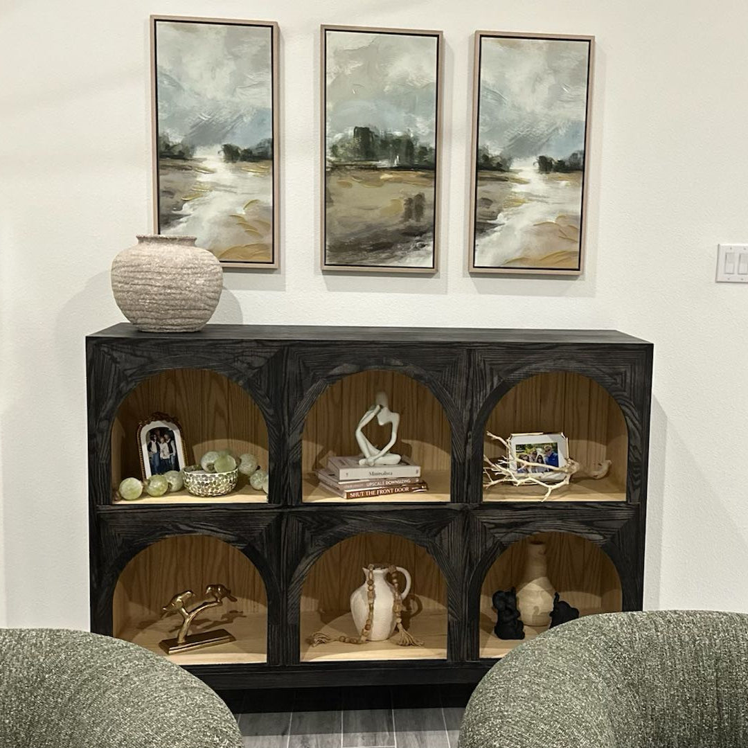 Hattie Arched Storage Cabinet in Oak 60.75-Inchw