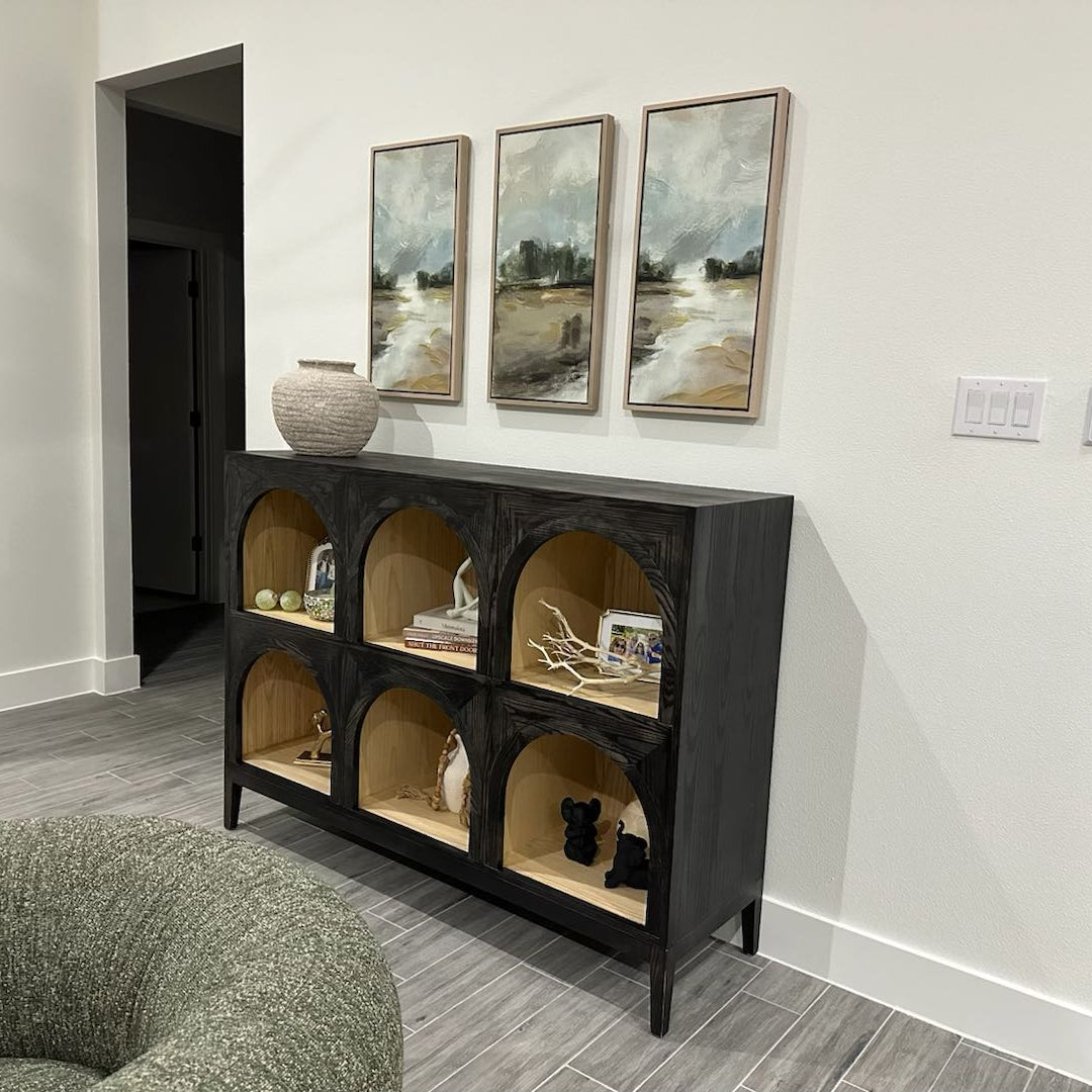 Hattie Arched Storage Cabinet in Oak 60.75-Inchw