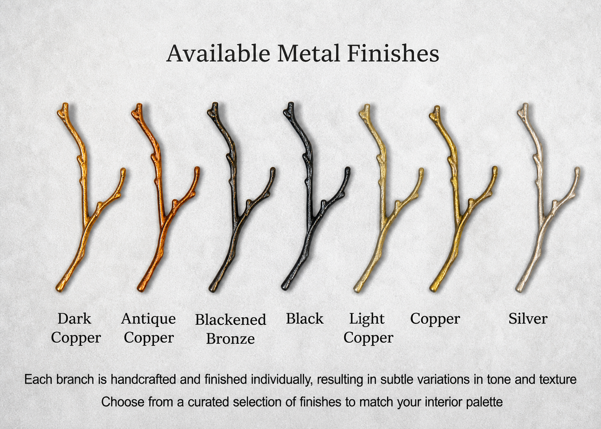 Available metal finishes for branch chandelier