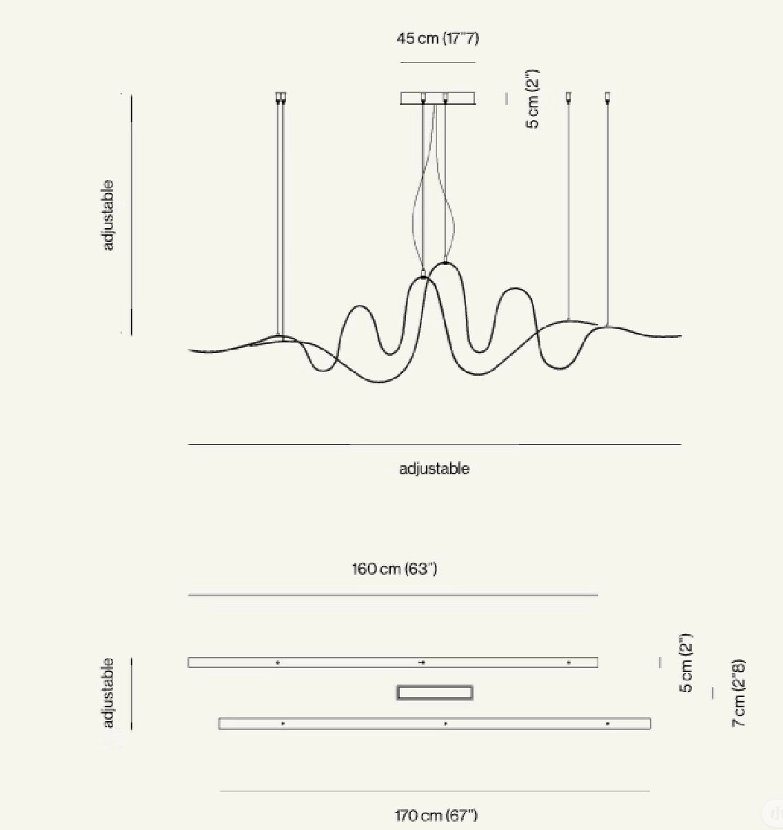 Modern Minimalist Wavy Line Chandelier for Dining Room / kitchen Island