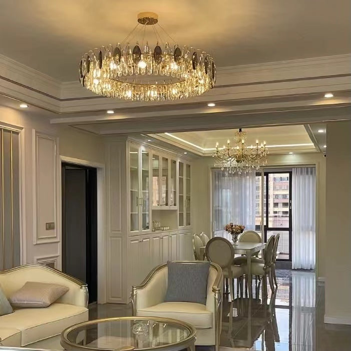 Luxurious K9 Crystal Chandelier Modern Ceiling Light Fixtures Set for Living Room / dining Room