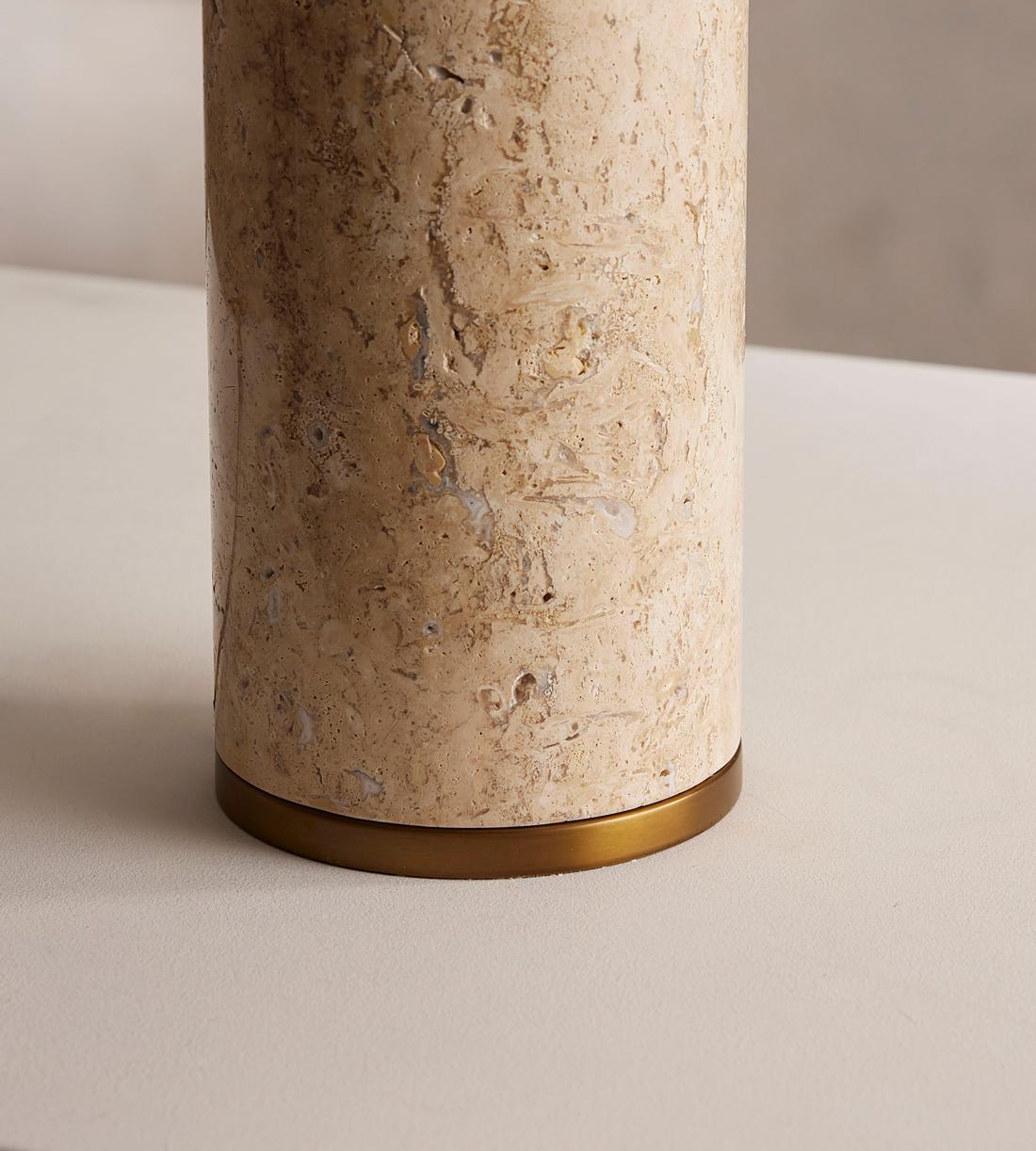 Large Stone Table Lamp with Linen Shade - Erhaus product image 4