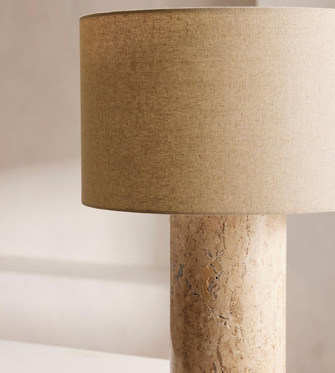 Large Stone Table Lamp with Linen Shade - Erhaus product image 5