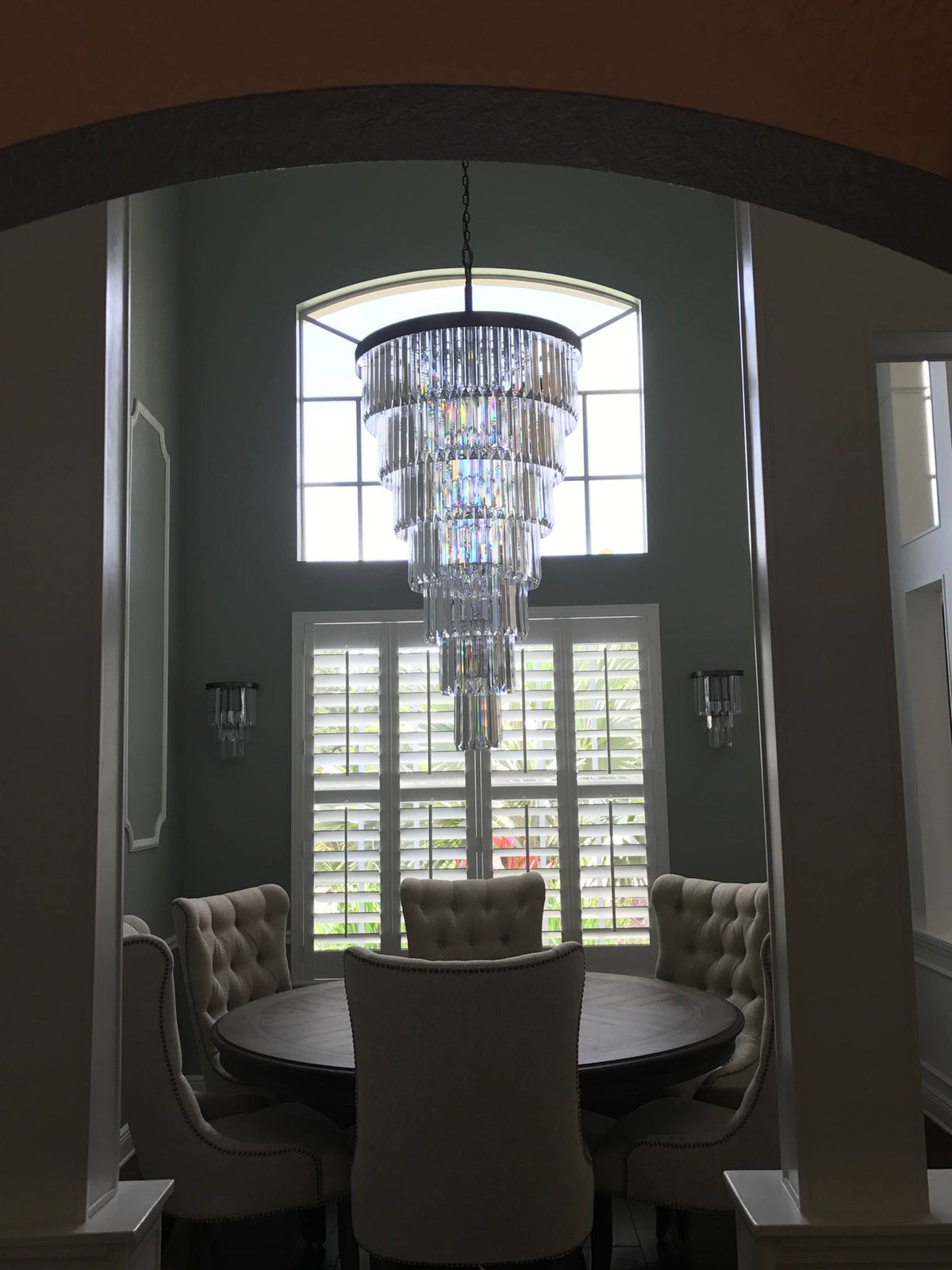 Extra Large Round 7-Tier Luxury Crystal Chandelier with Black, Coffee, Gold, Chrome Finish and Quality
