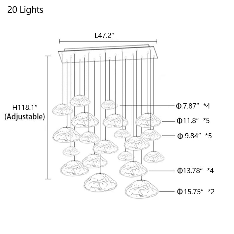 Extra Large Nordic Minimalist Glass Cloud Decorative Chandelier for Stairs / living Room / high-Ceiling Room