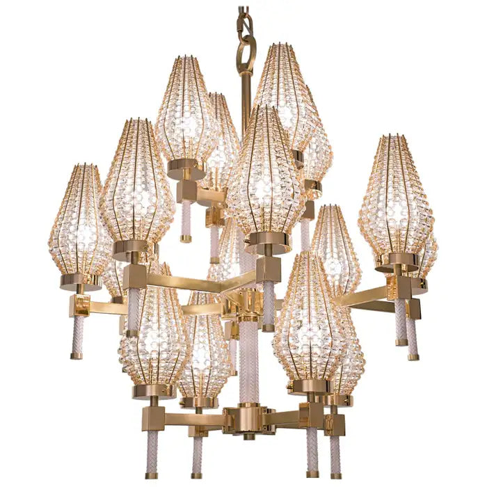 Modern 3-Tiered Crystal Shade Chandelier for Living Room / low-Ceiling