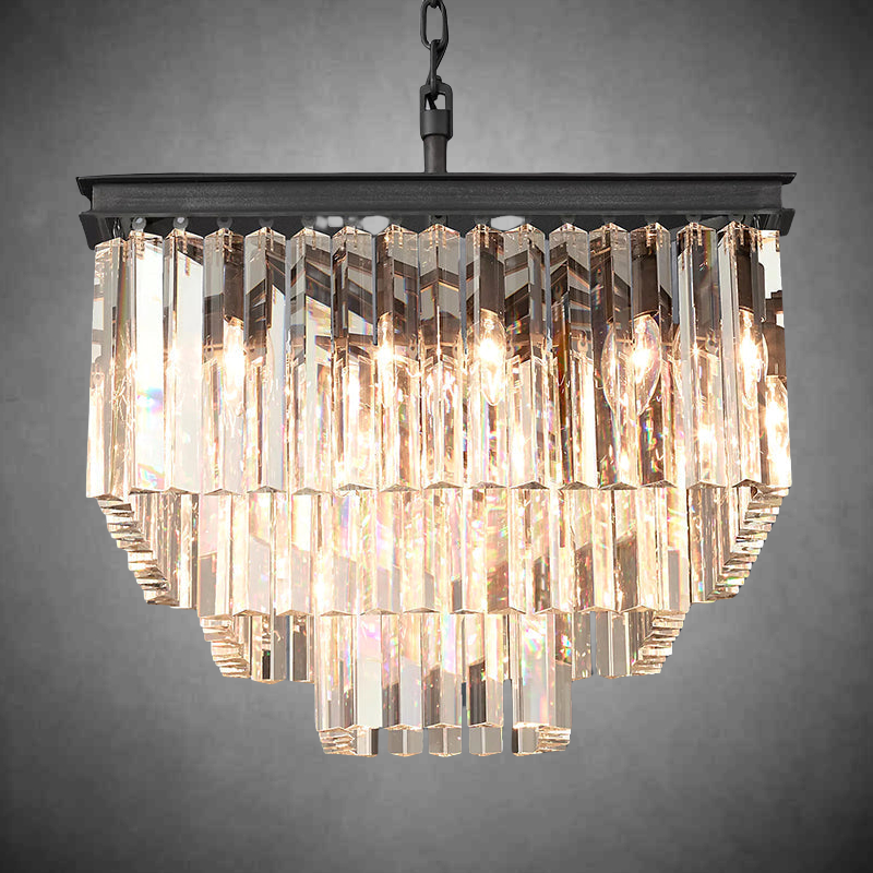 1920s Odaon Art Deco Square Chandelier 22"