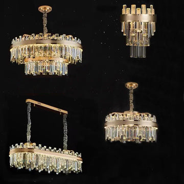 Modern Round / rectangular Crystal Chandelier Collection for Living Room / hallway / dining / bedroom