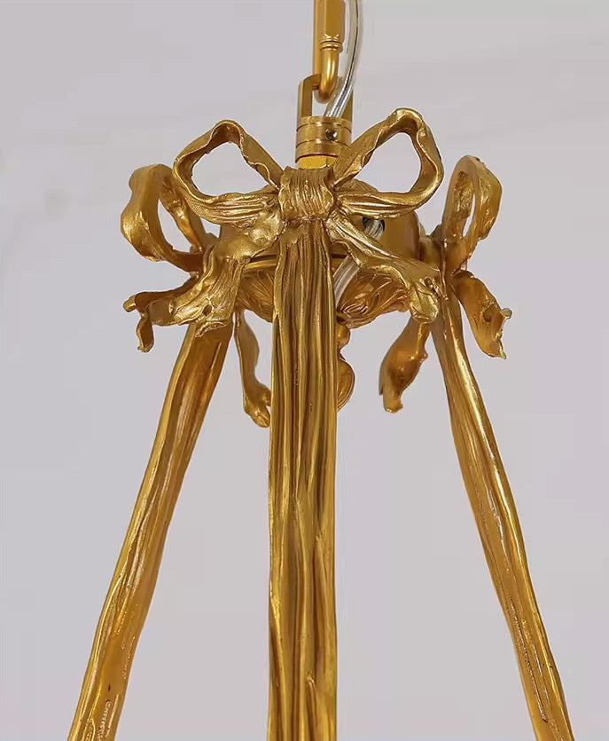 27X23 Inch 6 Lights Small Copper Chandelier Lighting for Bedroom European Living Room Chandelier