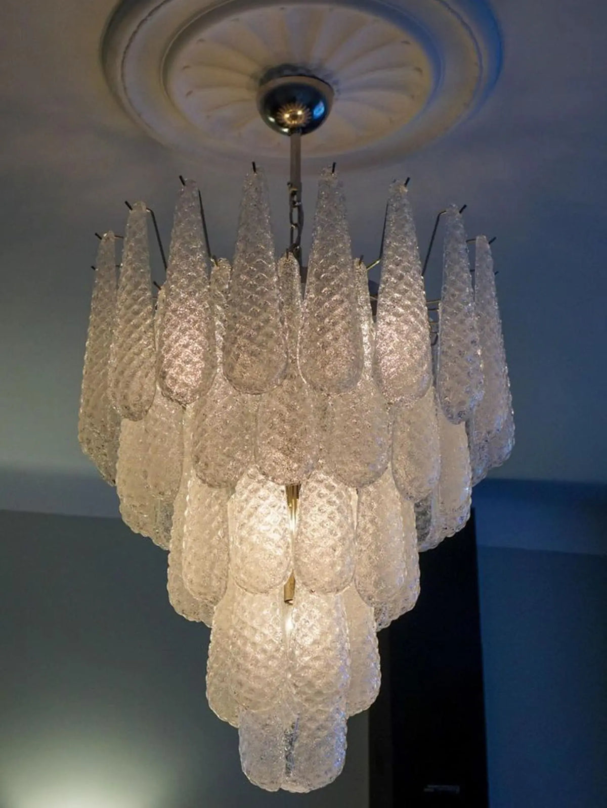 Murano Chandelier – Drop – 52 Glasses – Transparent