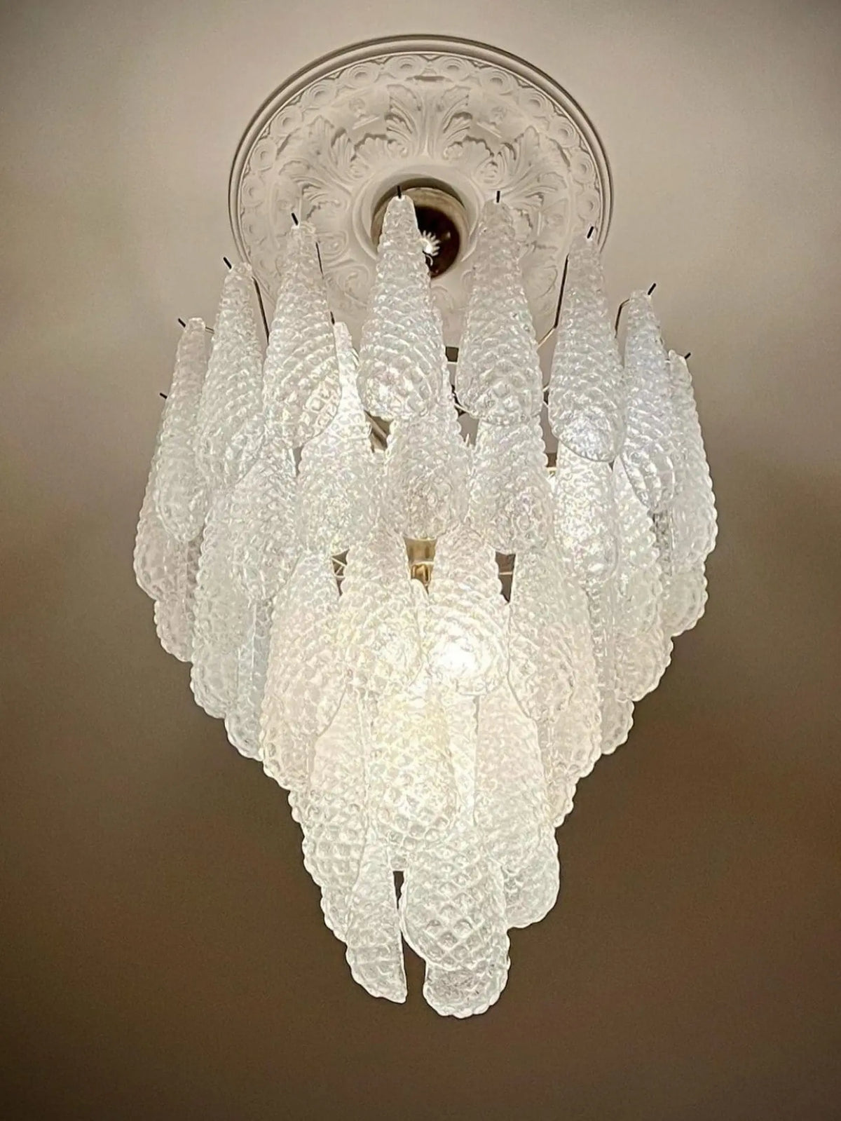 Murano Chandelier – Drop – 52 Glasses – Transparent