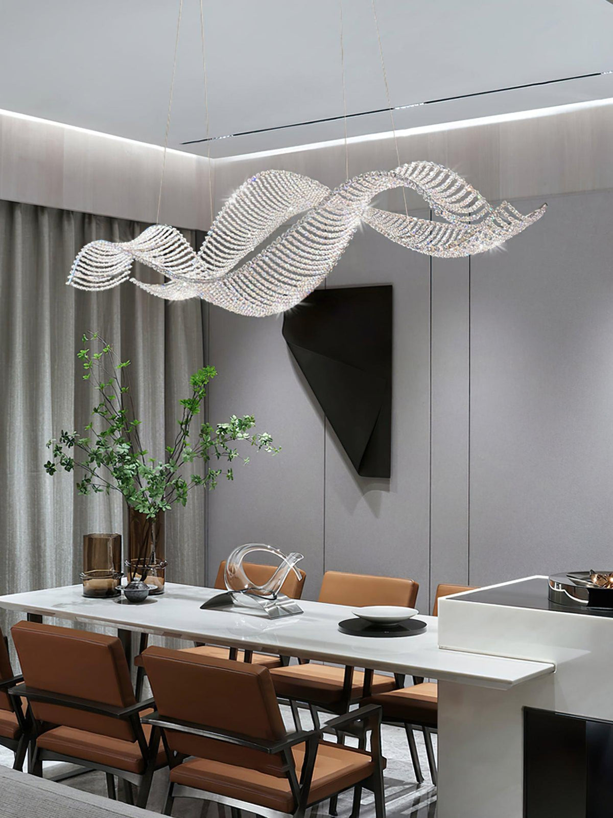 Modern Wavy Crystal Chandelier for Dining Room / kitchen Island
