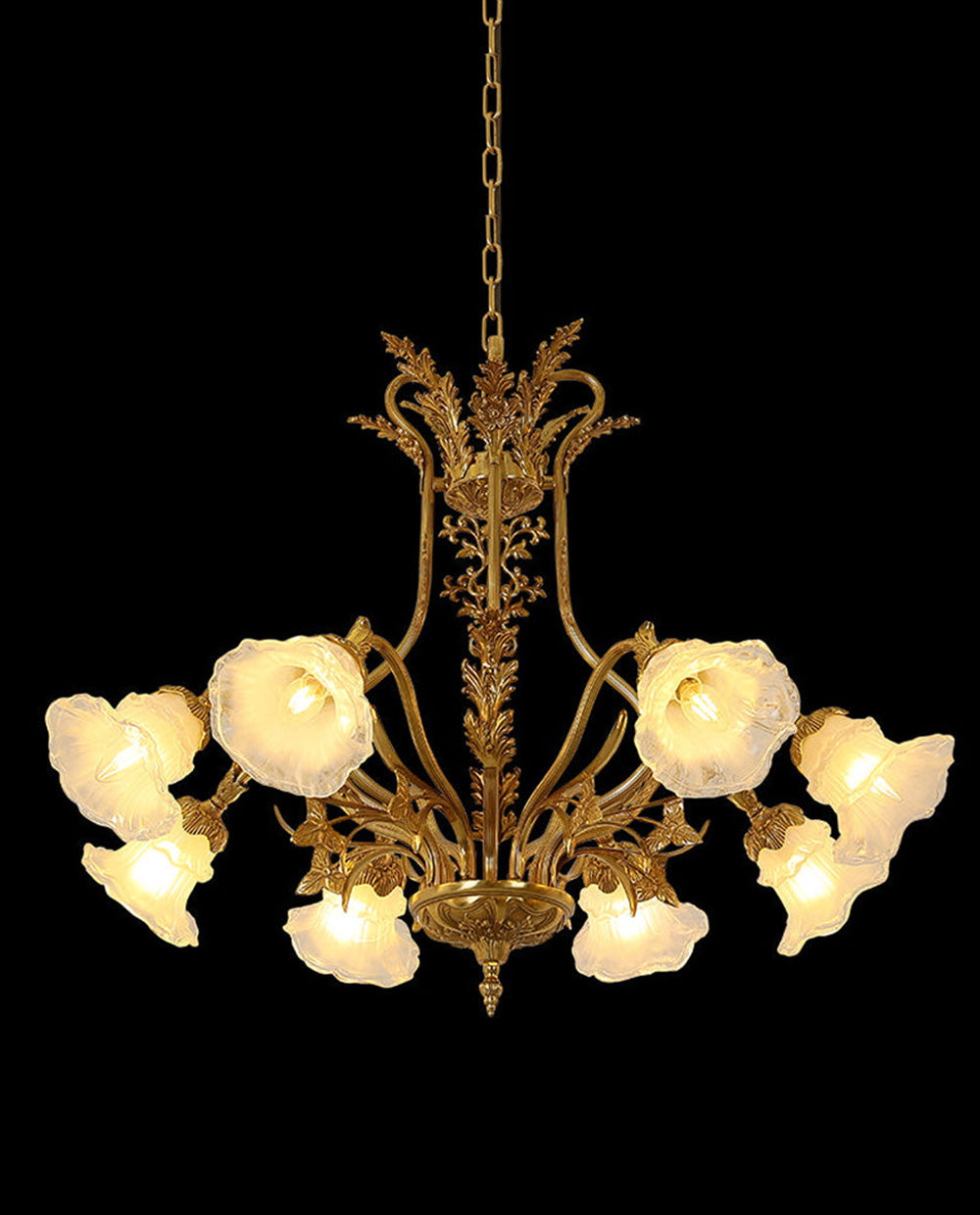 8 Lights Classical Retro Brass Chandelier Light 36X27 Inch