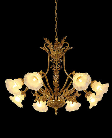 8 Lights Classical Retro Brass Chandelier Light 36X27 Inch