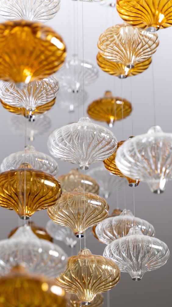 Custom Glass Lantern Floating Chandelier with Artistic Design for Staircase Foyer Villa Living Room