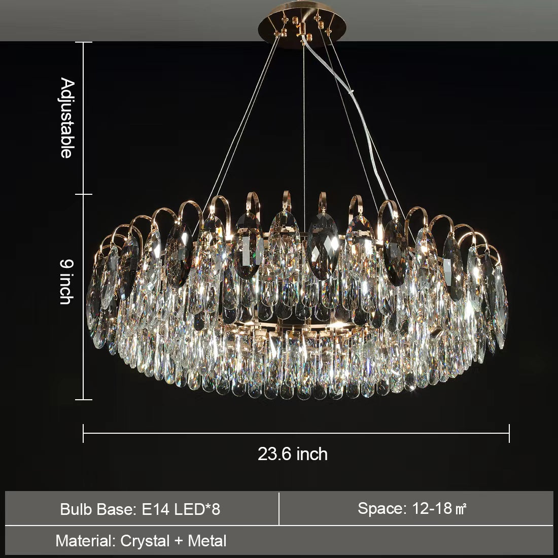 Luxurious K9 Crystal Chandelier Modern Ceiling Light Fixtures Set for Living Room / dining Room
