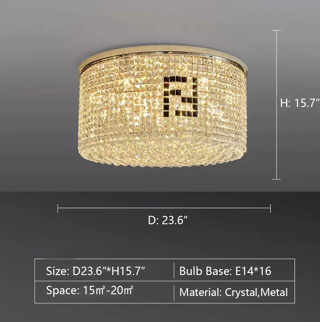 Designer Model Flush Mount Crystal Pendant Round Chandelier for Living / dining Room / study