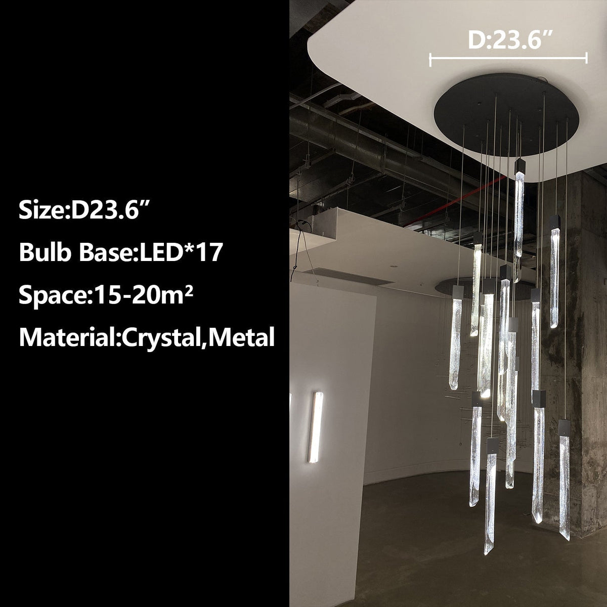 Modern Ash Black Round / rectangle Crystal Sticks Chandelier for Dining Room / living Room / staircase