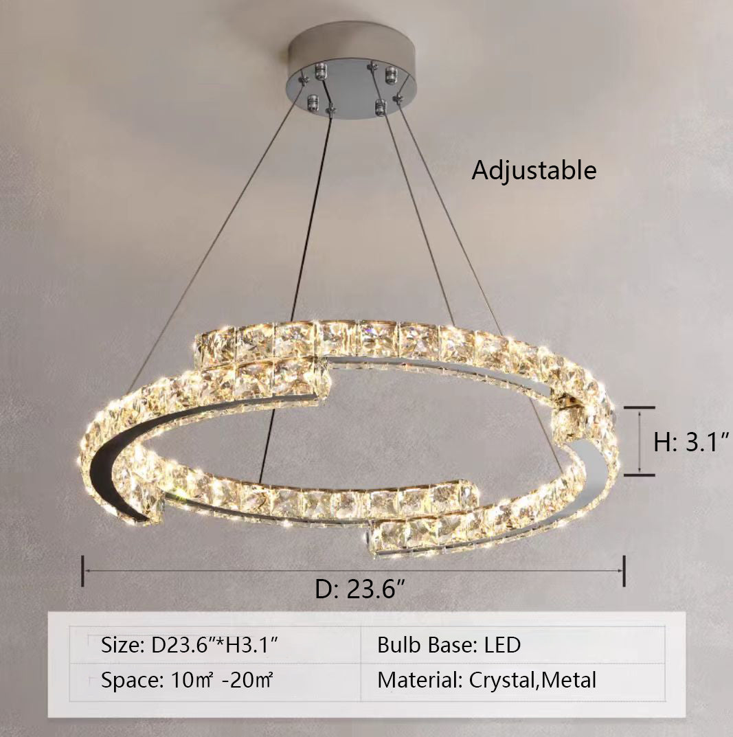 Modern Luxury Crystal Pendant Irregular Rings Chandelier Suit for Living / dining Room / bedroom