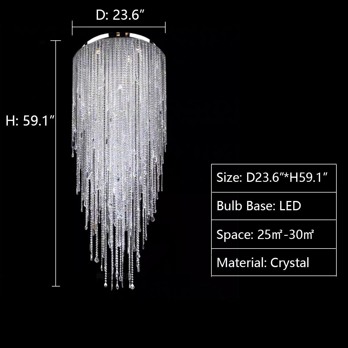 Extra Large Flush Mount Crystal Tassel Pendant Chandelier for Living Room / high-Ceiling Room / foyer