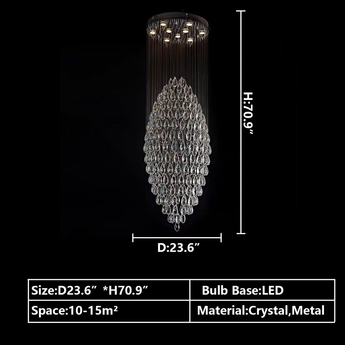 Extra Large Modern Ball Ceiling Crystal Chandelier for Staircase / big-Foyer,hallway,entryway