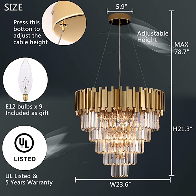 Light Luxury Large Round / oval Multi-Tiered Crystal Chandelier for Living Room / dining Area / staircase