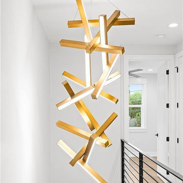Modern Vertical Geometric Aluminum Chandelier for Staircase / foyer / high-Ceiling