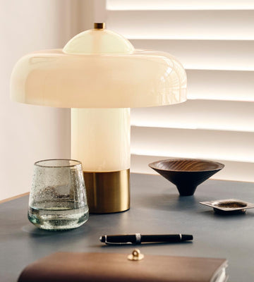 Cream Lacquer Glass Table Lamp - Erhaus product image 1