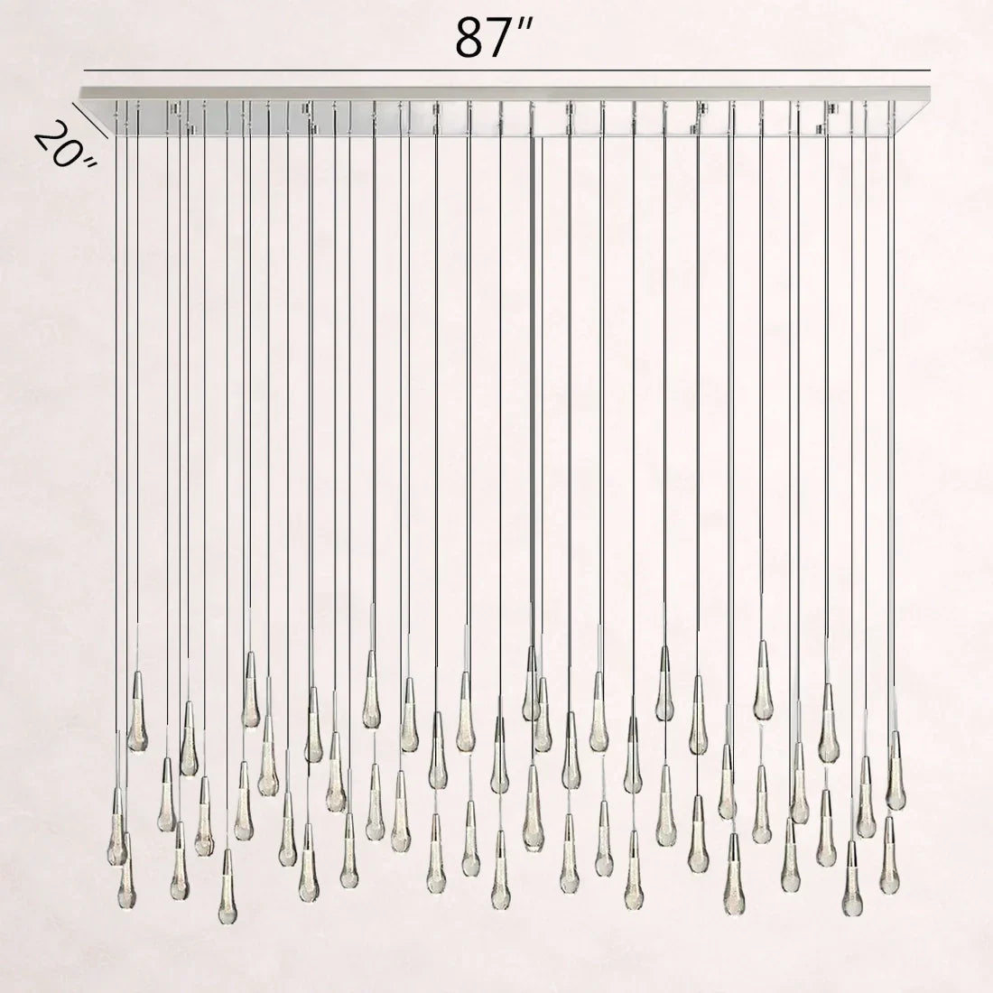 Soltaire Crystal Linear Chandelier 37-Inch50-Inch60-Inch70-Inch87-Inch120-Inchw