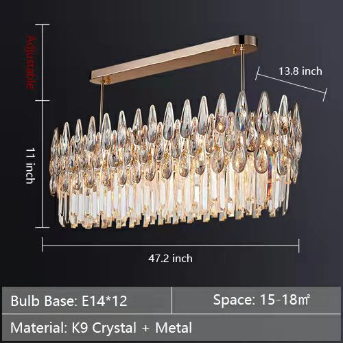 Modern Round / rectangular Raindrop Crystal Chandelier for Low-Ceiling