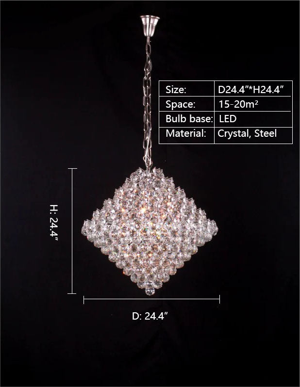 Aesthetic Luxury Conical Crystal Chandelier for Living / dinning Room / foyer / hallway / staircase