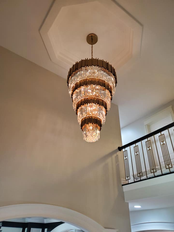 Extra Large Modern Multilayer Pendant Chandelier in Gold Finish Luxury Light for Large Staircase / duplex /