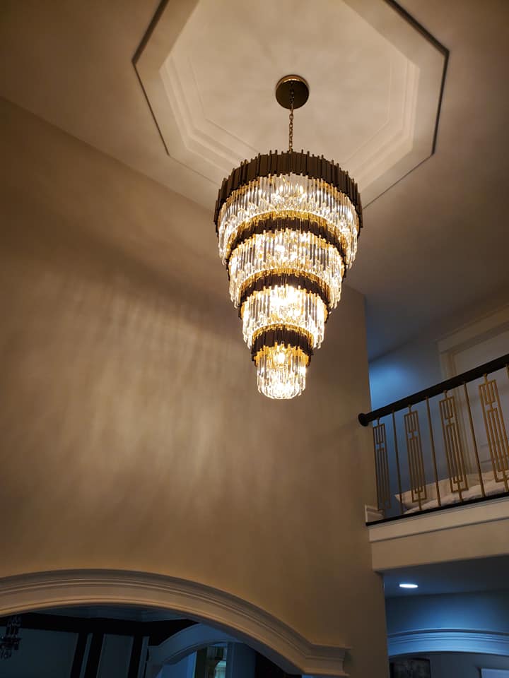 Extra Large Modern Multilayer Pendant Chandelier in Gold Finish Luxury Light for Large Staircase / duplex /