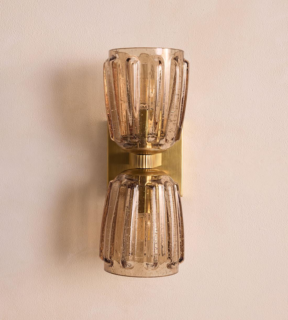 Thea 13-Inch Smoked Glass Wall Sconce