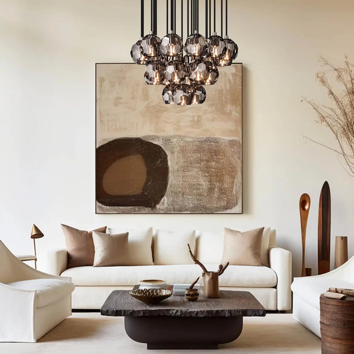 Boule De Cristal Clear/ Smoke Glass Round Cluster Chandelier 14", 19", 24", 30", 40"