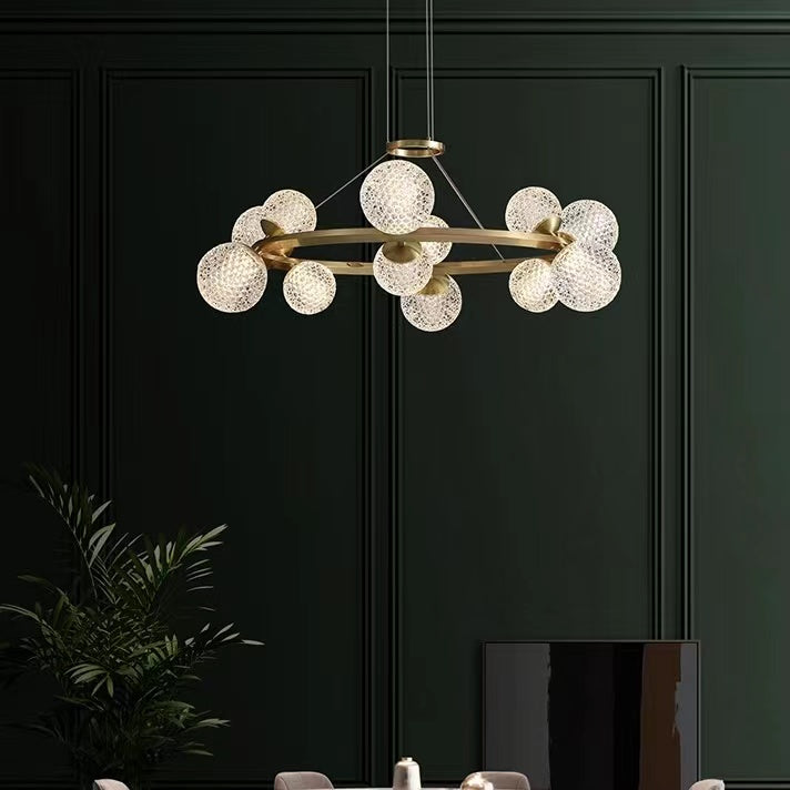 Modern Crystal Brass Finish Chandelier Molecular Ceiling Light with Round and Rectangular Shape